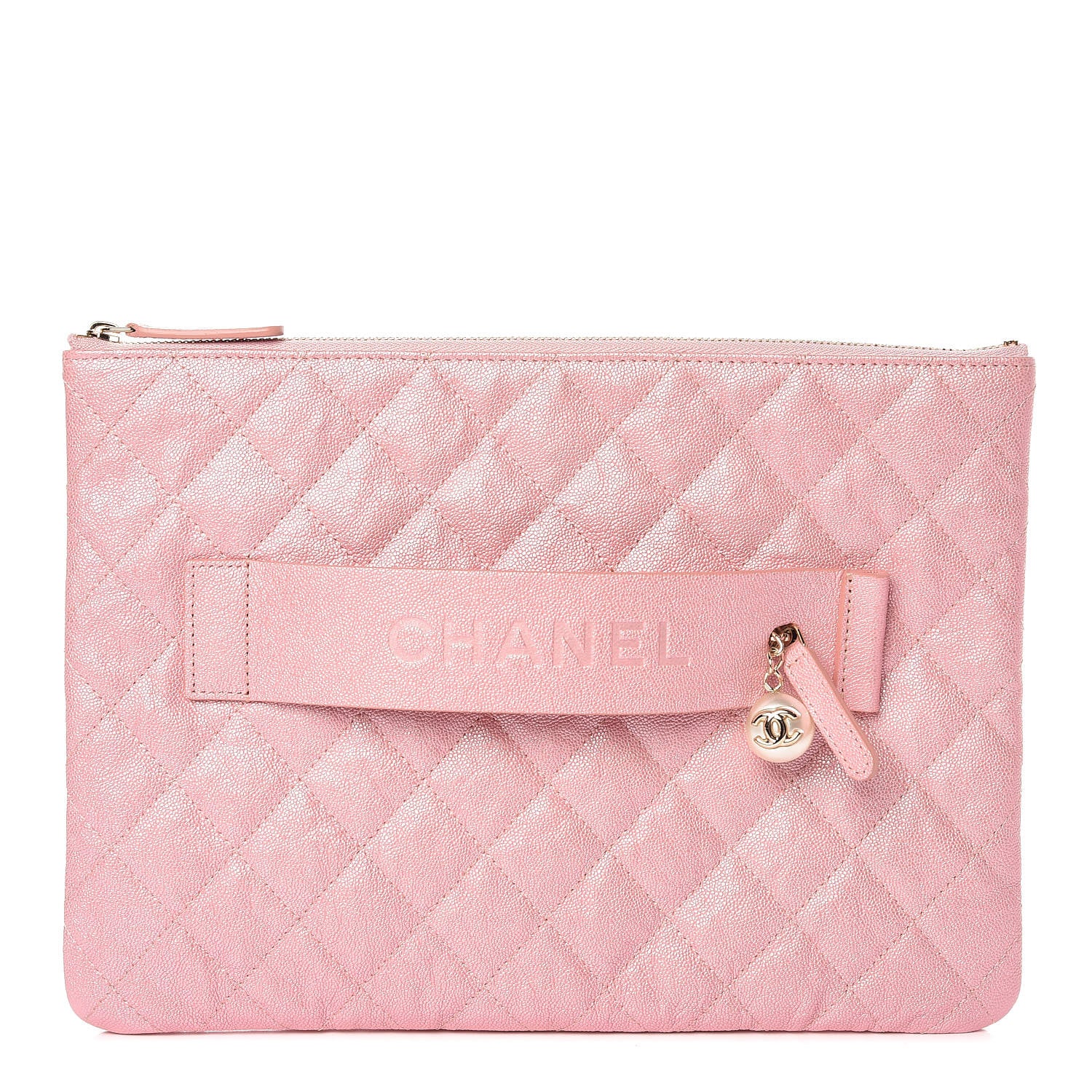 Chanel Iridescent Caviar Medium Night by the C Pouch Clutch Rose Pink 1 of 10