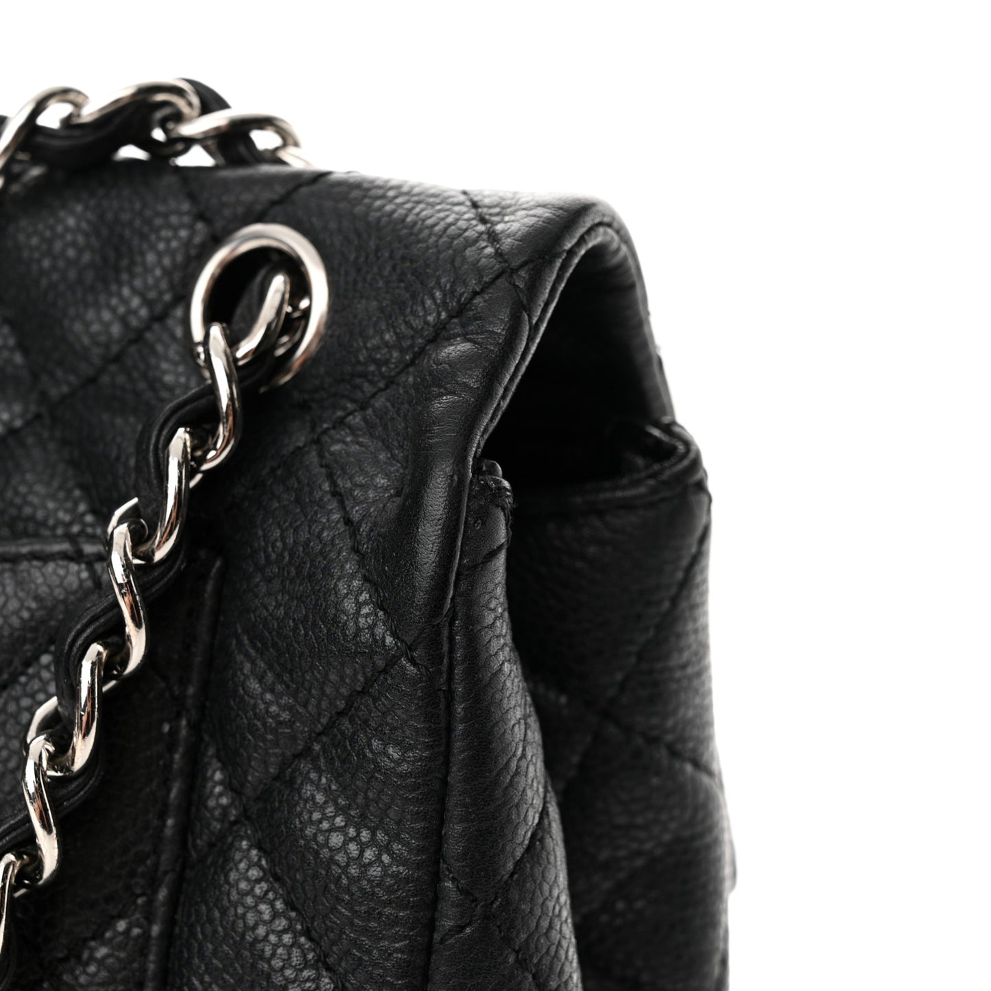 Washed Caviar Quilted Maxi Single Flap Black