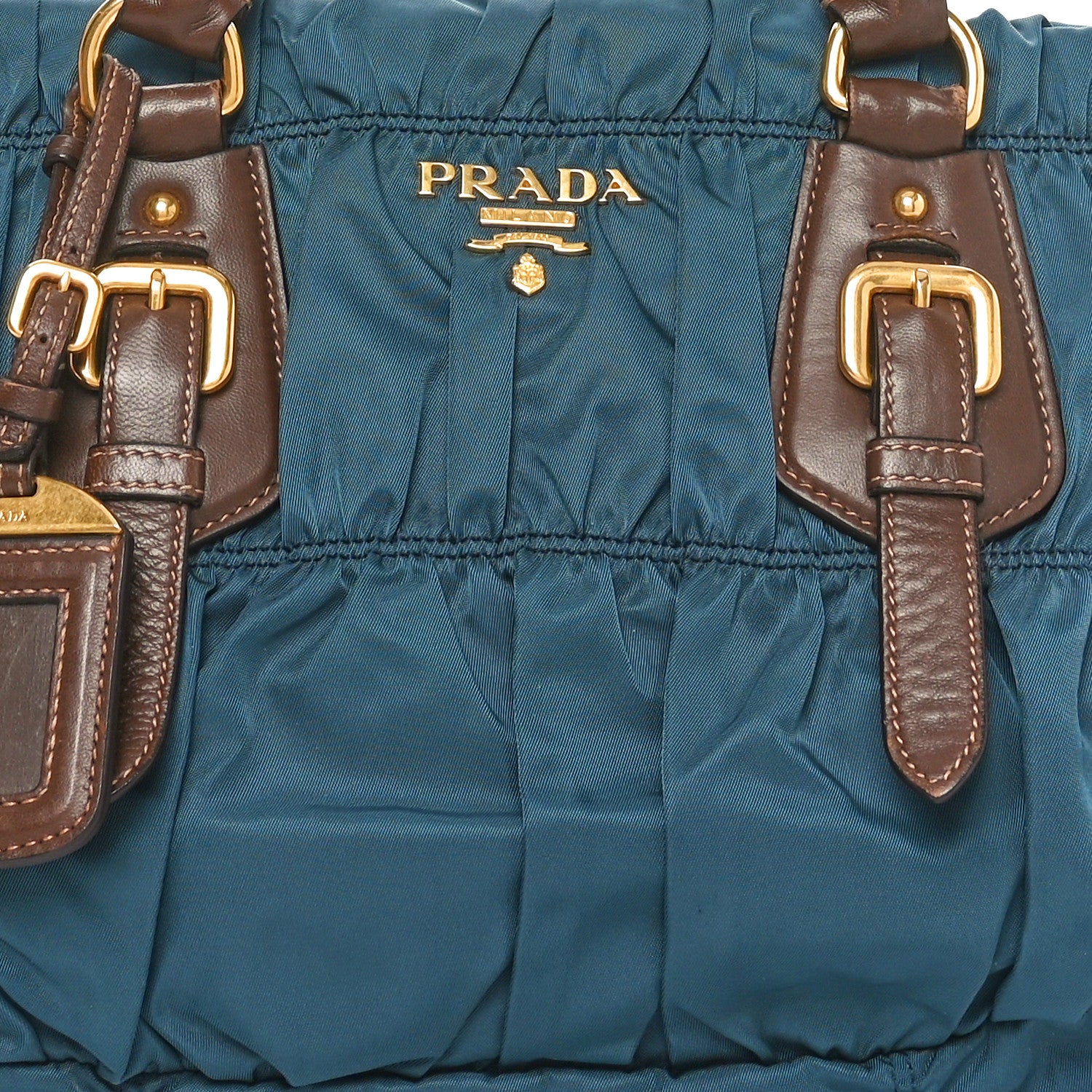 Prada Tessuto Nylon Soft Calfskin Shopping Satchel Blue 7 of 9