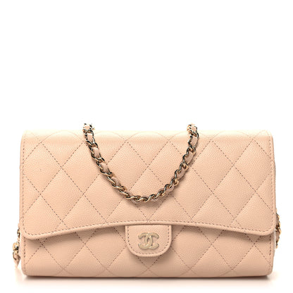 Chanel Caviar Quilted Phone Holder Wallet on Removable Chain Light Beige 1 of 15