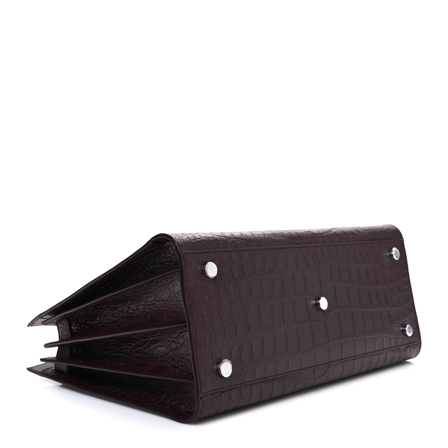 Calfskin Crocodile Embossed Small Sac de Jour Amaranto