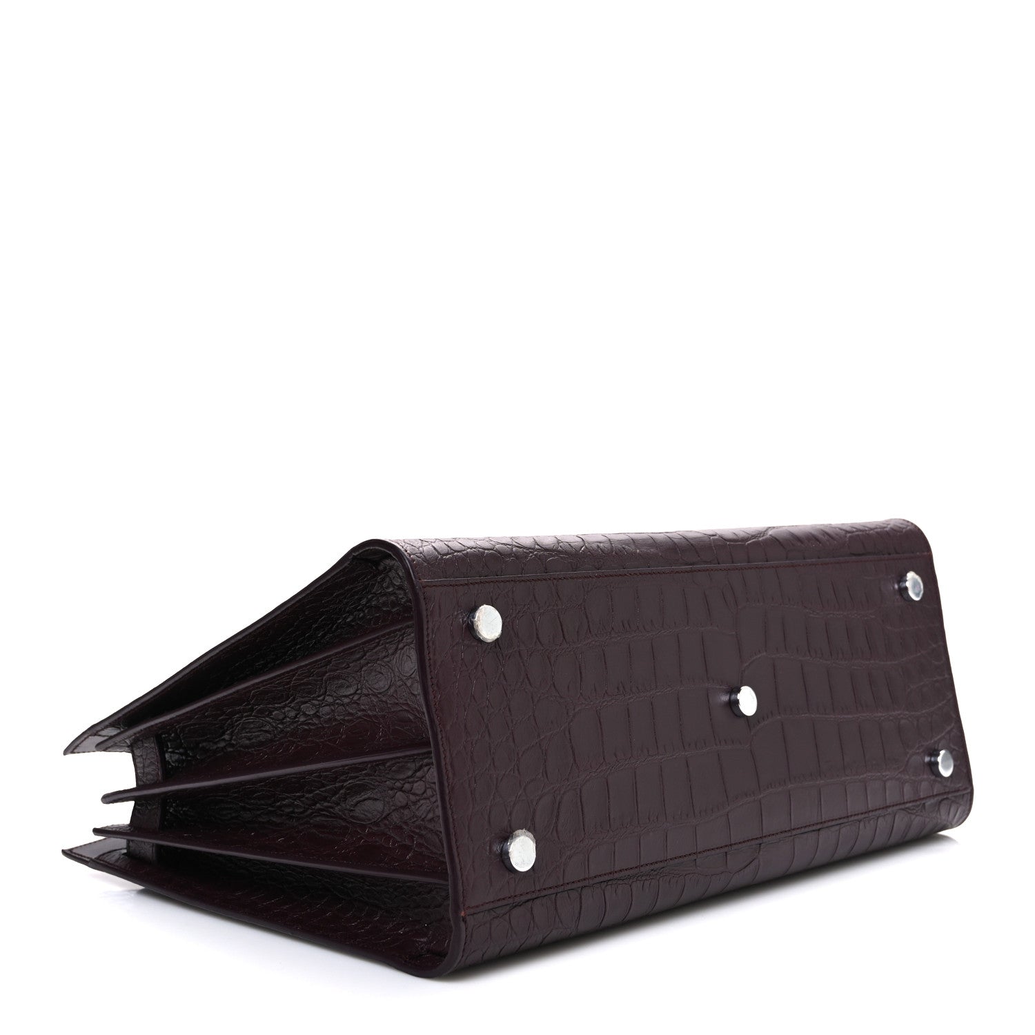 Saint Laurent Calfskin Crocodile Embossed Small Sac de Jour Amaranto 5 of 12