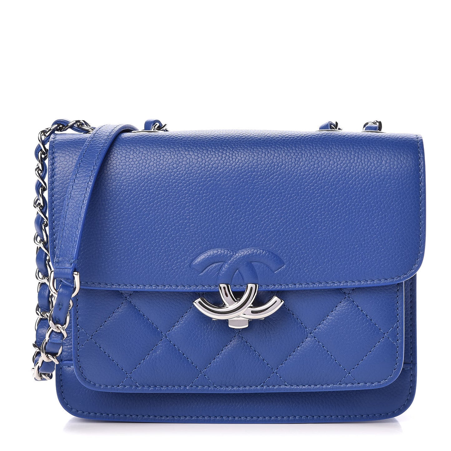 Caviar Quilted CC Box Flap Blue
