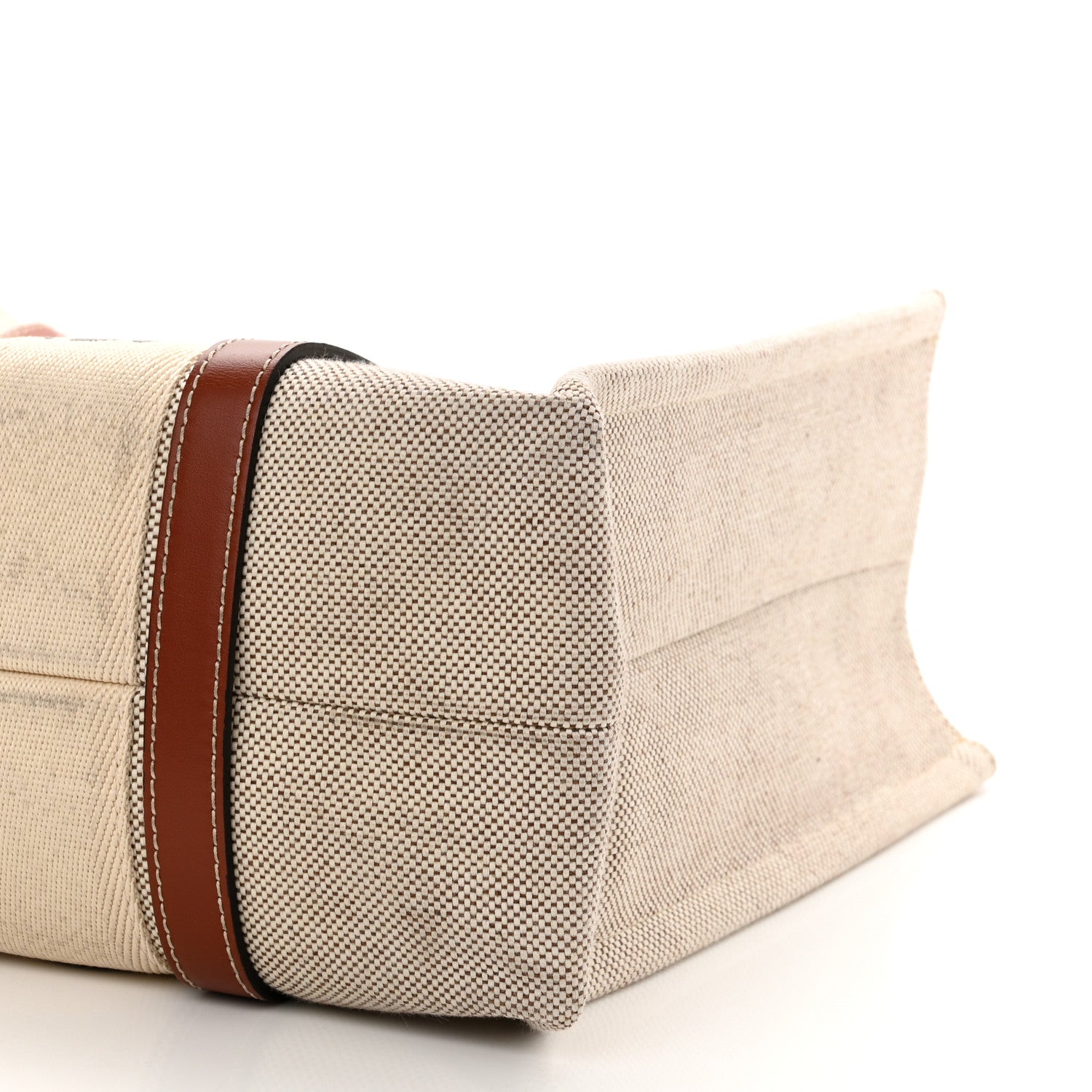 Chloe Cotton Calfskin Medium Woody Ribbon Tote White Brown 11 of 12