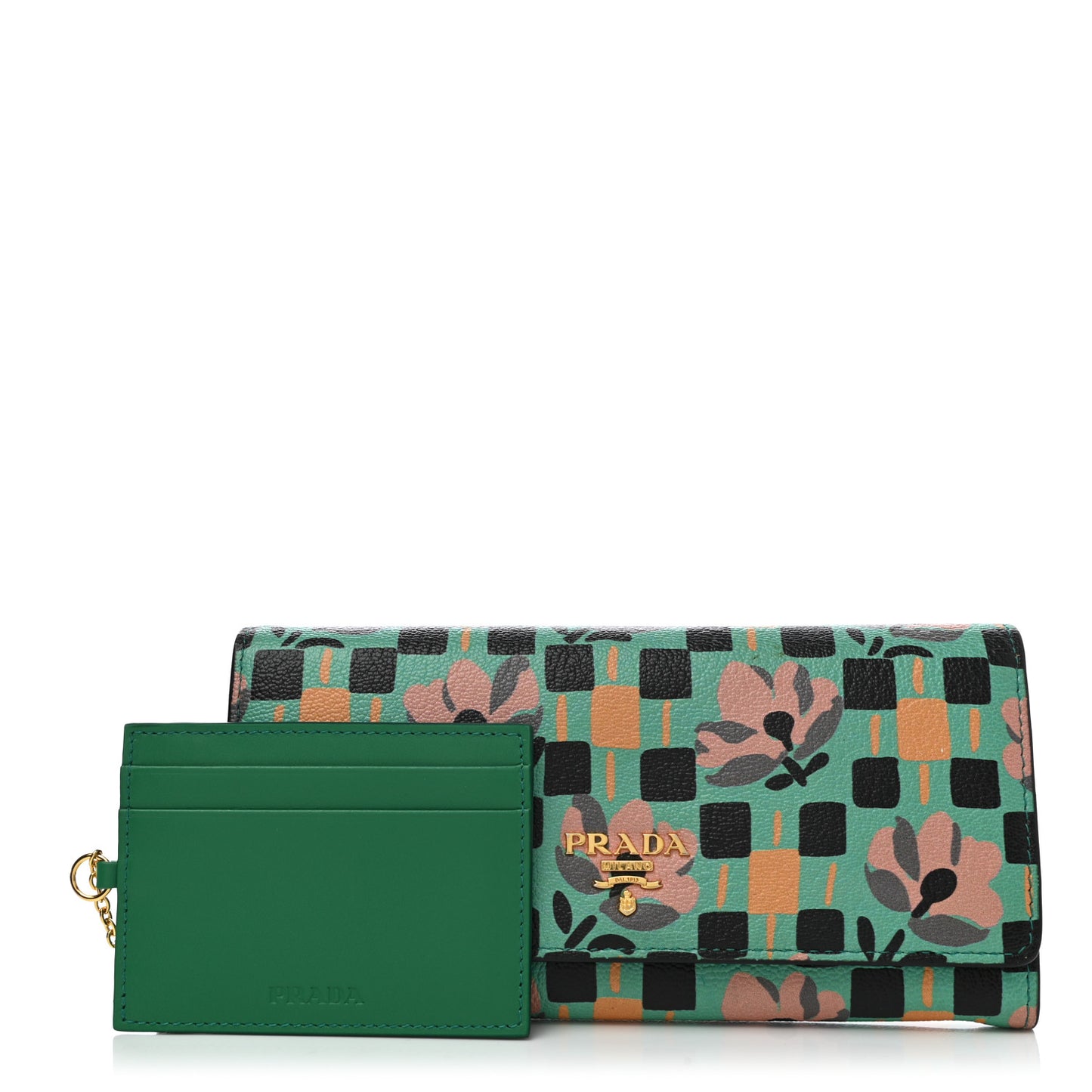 Goatskin Floral Print Continental Flap Travel Wallet Mango
