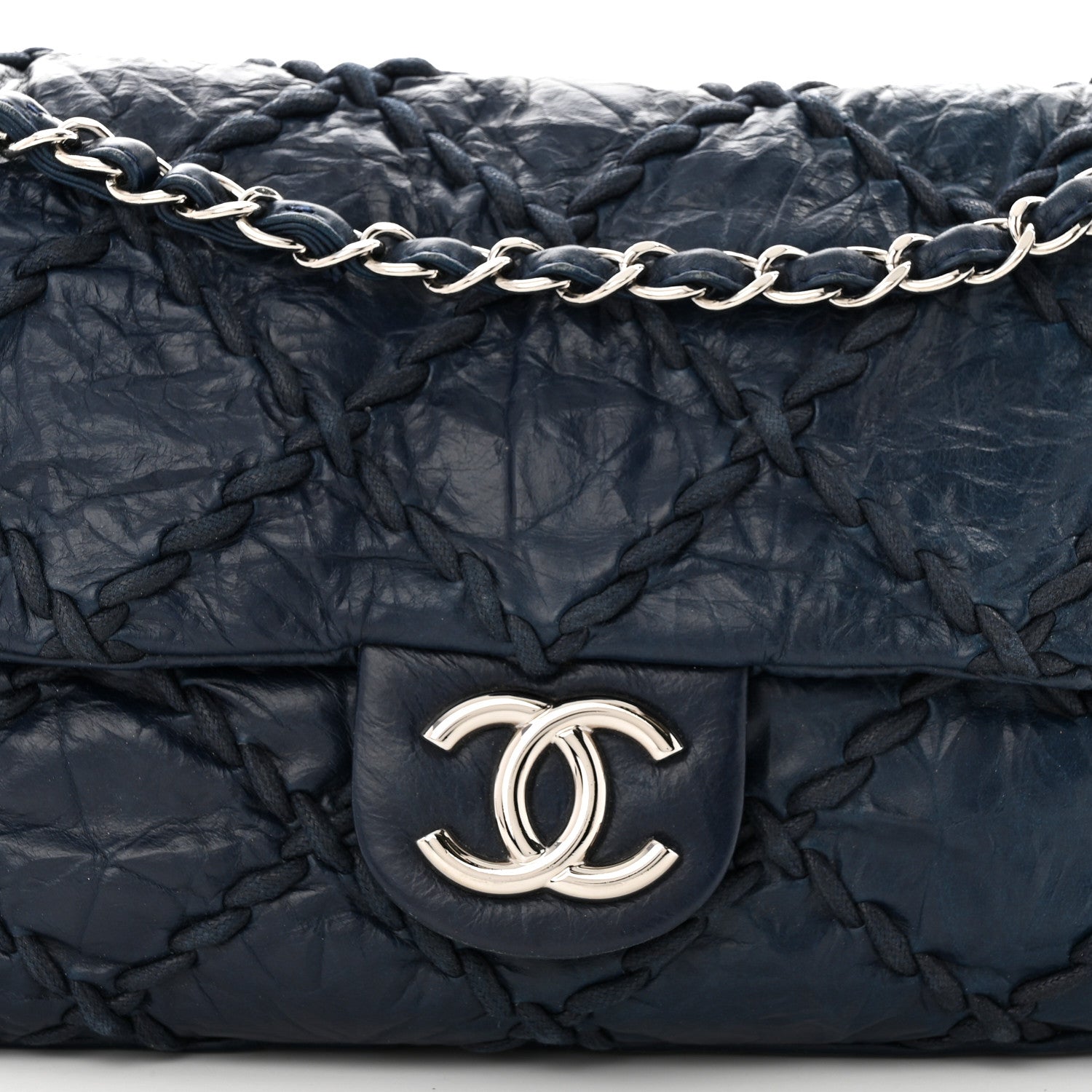 Chanel Calfskin Ultra Stitch Oversize Flap Navy 8 of 12