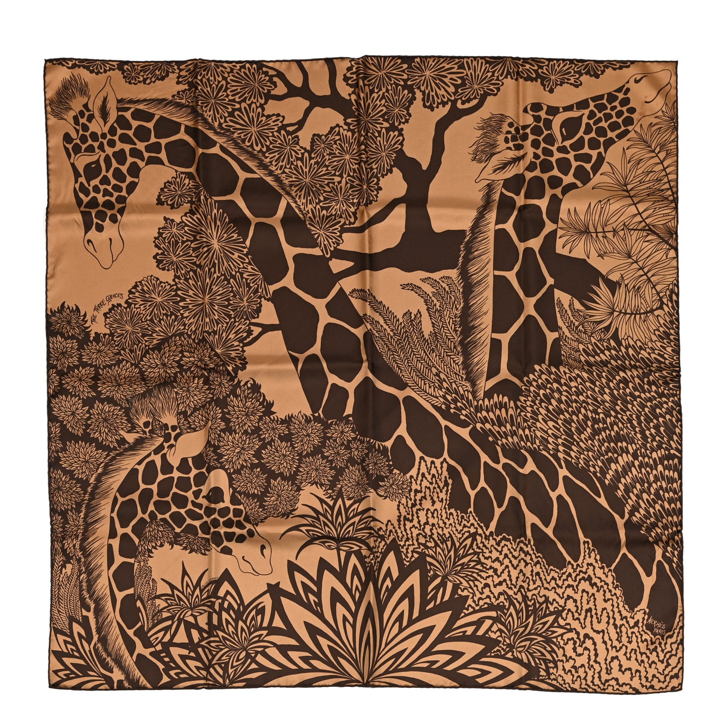 Silk The Three Graces Scarf 90 Tabac Brun