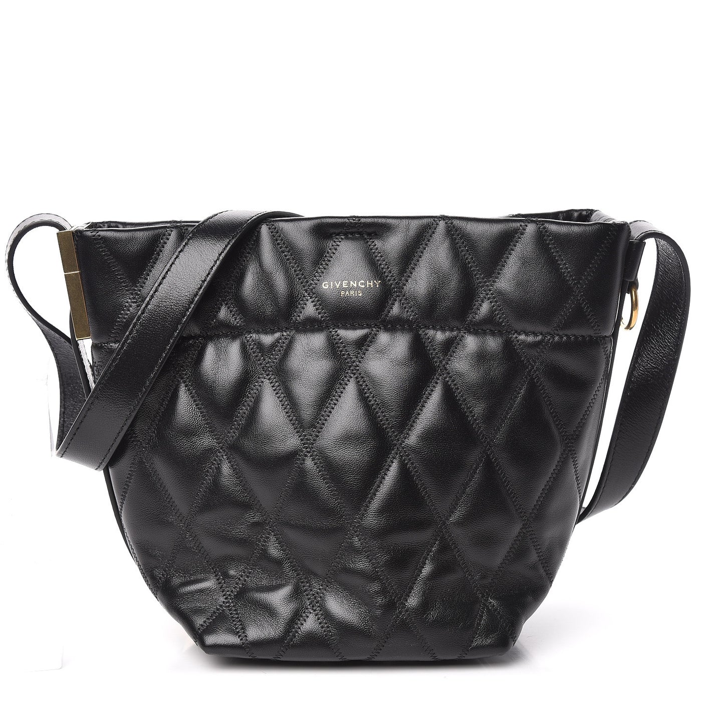 Lambskin Quilted Mini GV Bucket Bag Black