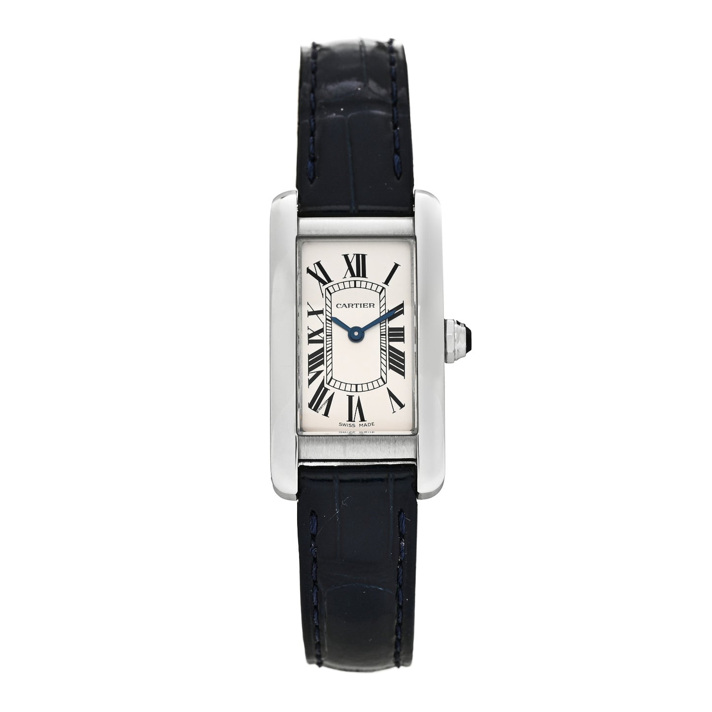 Stainless Steel Alligator 19mm Tank Americaine Quartz Watch Blue