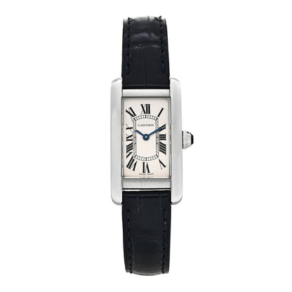 Cartier Stainless Steel Alligator 19mm Tank Americaine Quartz Watch Blue 1 of 5