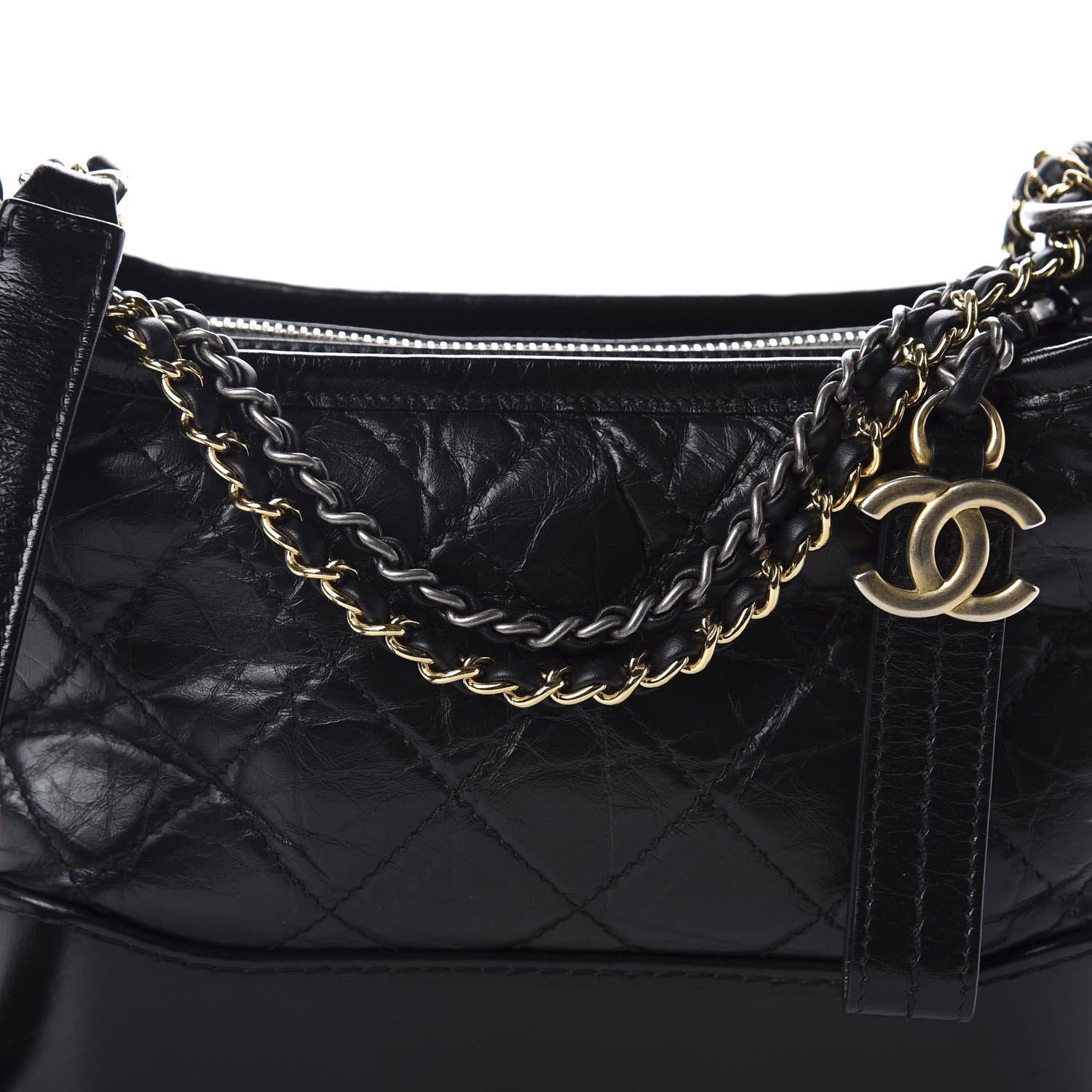 Chanel Aged Calfskin Quilted Small Gabrielle Hobo Black 10 of 10