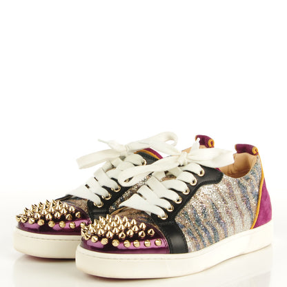 Christian Louboutin Patent Suede Calfskin Louis Spikes Flat Sneakers 36.5 Purple 3 of 6