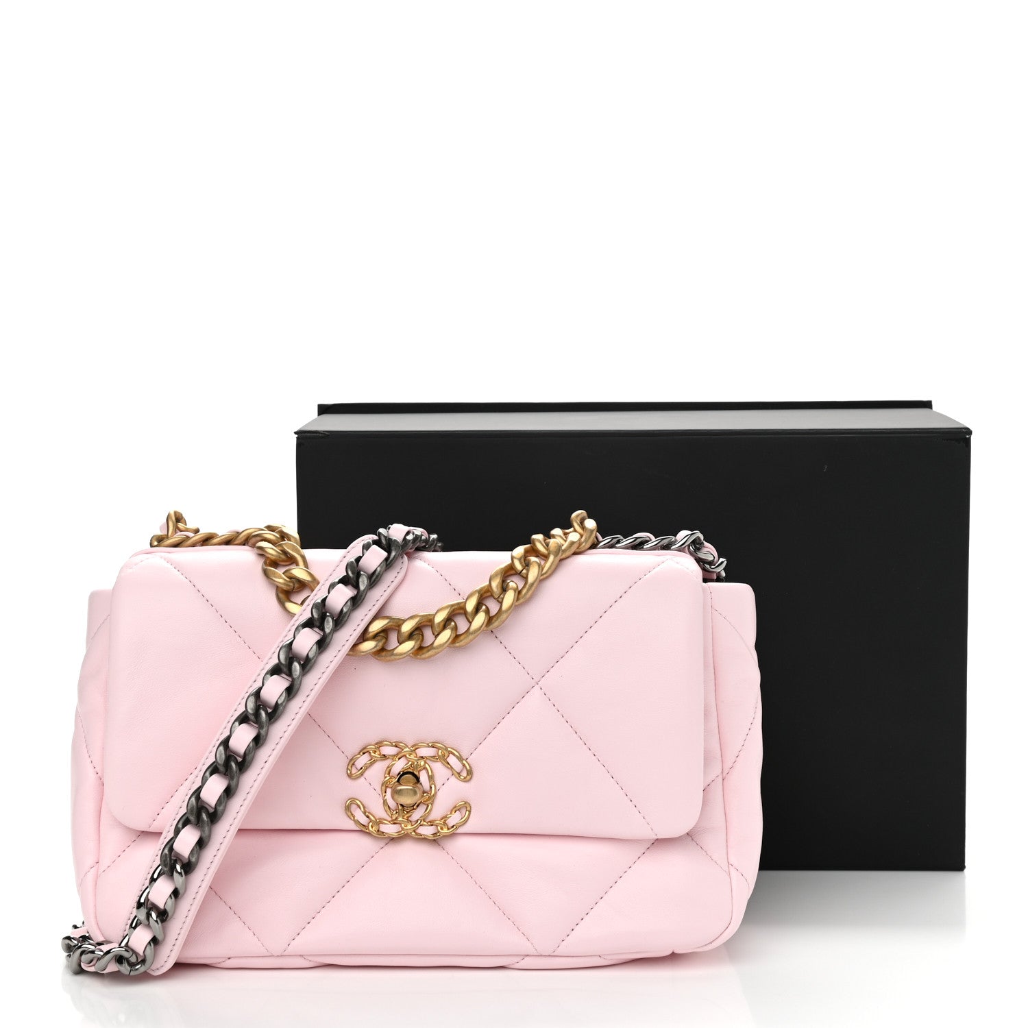 Chanel Lambskin Quilted Medium Chanel 19 Flap Light Pink 11 of 11