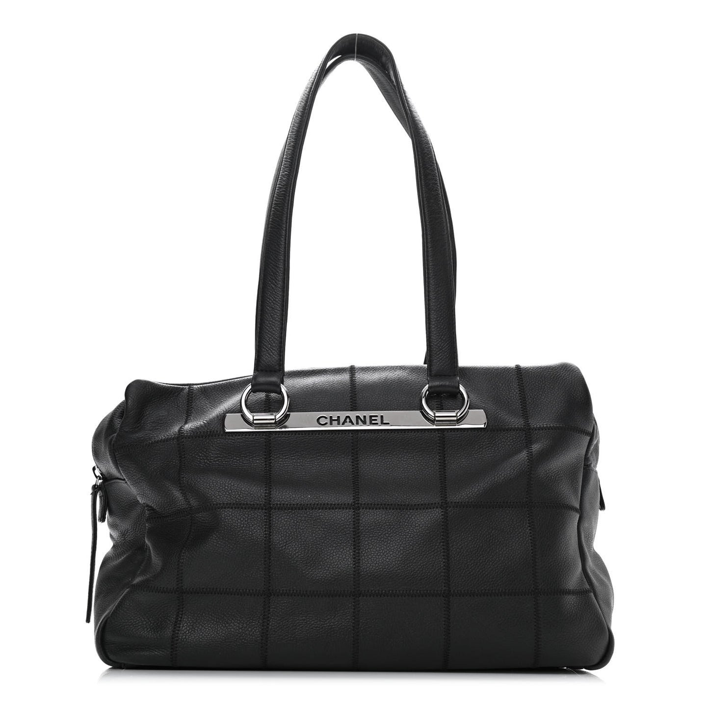 Caviar Square Stitched Large Tote Black