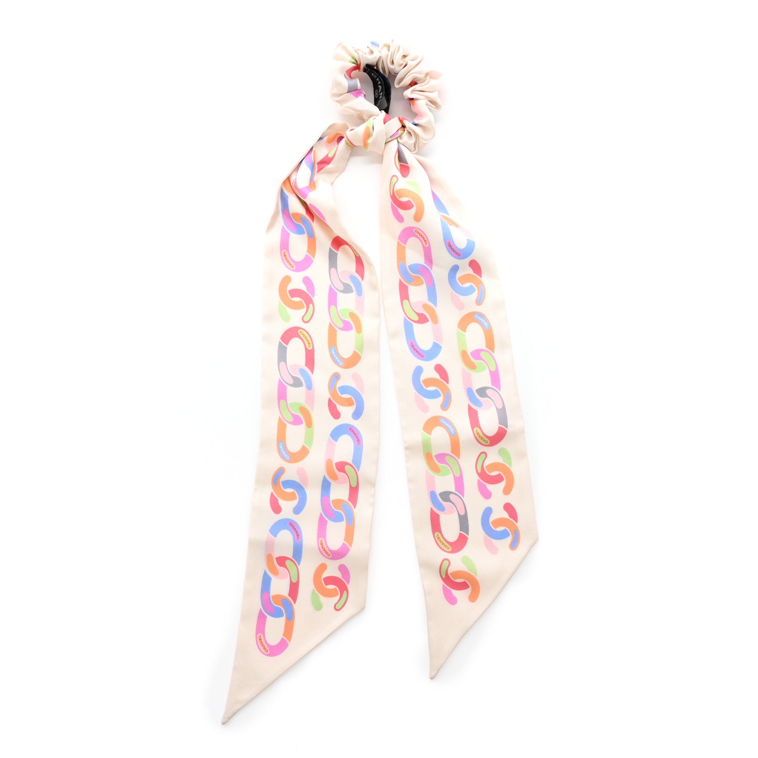 Chanel Silk CC Twilly Hair Tie White Multicolor 1 of 3