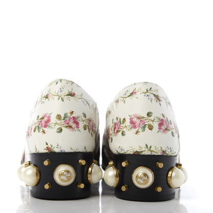 Gucci Calfskin Web Pearl Floral Embellished Peyton Loafer 41 White Multicolor 6 of 9