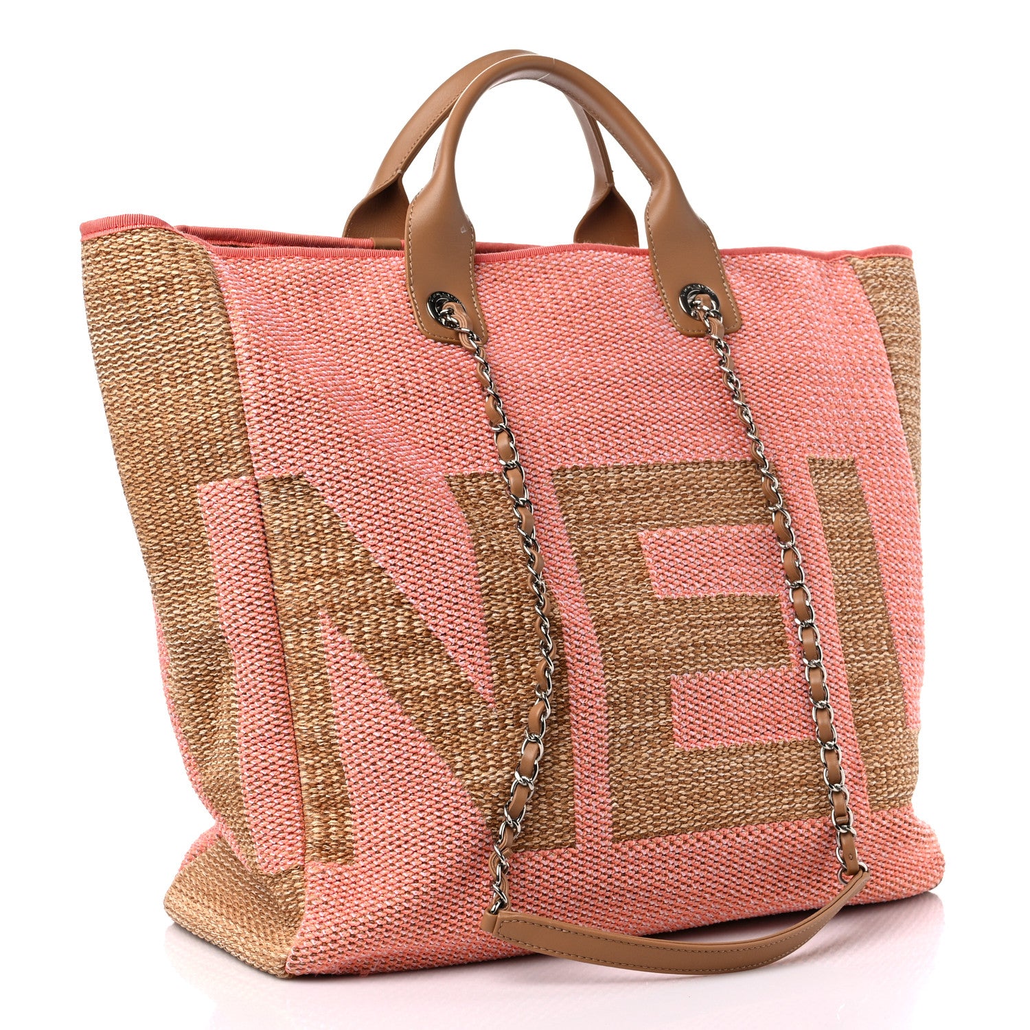 Chanel Mixed Fibers Large Shopping Bag Pink Beige 3 of 15