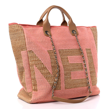 Chanel Mixed Fibers Large Shopping Bag Pink Beige 3 of 15