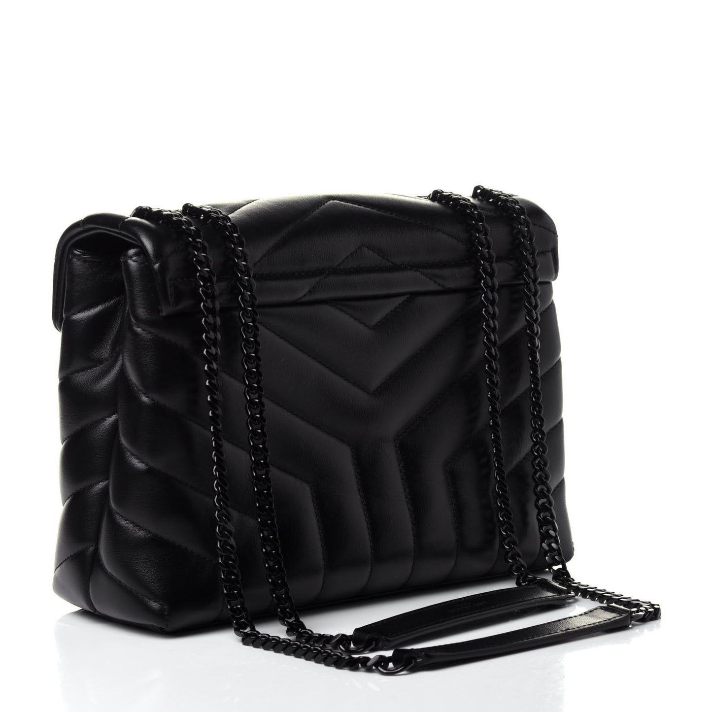 Calfskin Y Quilted Monogram Small Loulou Chain Satchel Black