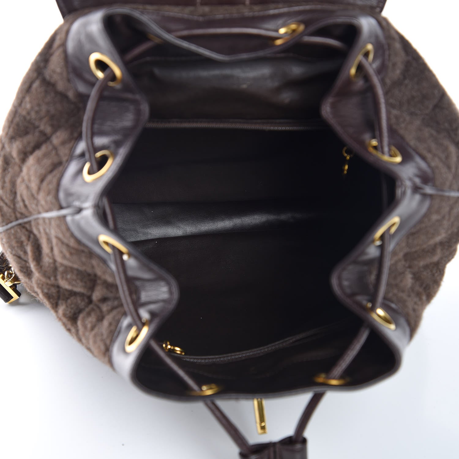 Chanel Wool Quilted Backpack Brown 7 of 15