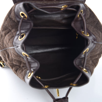 Chanel Wool Quilted Backpack Brown 7 of 15