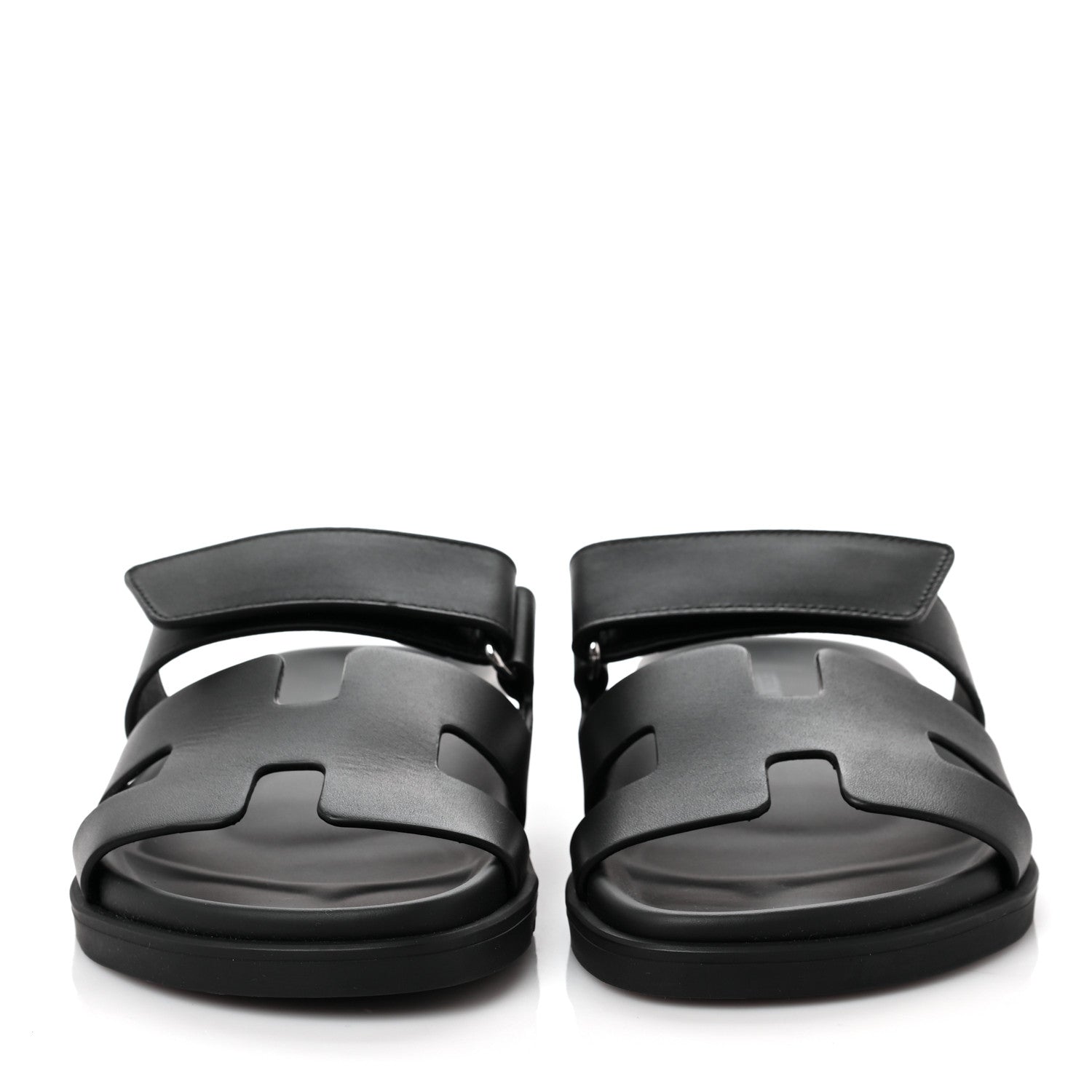 Hermes Calfskin Womens Chypre Sandals 36.5 Black 2 of 8