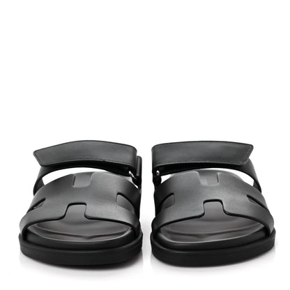 Hermes Calfskin Womens Chypre Sandals 36.5 Black 2 of 8