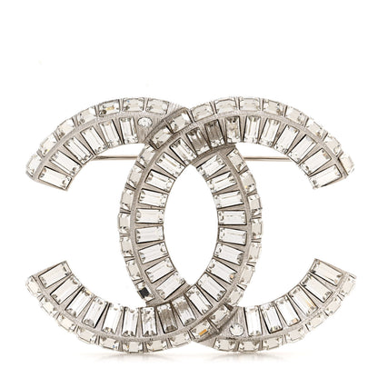 Chanel Baguette Crystal CC Brooch Silver 1 of 5