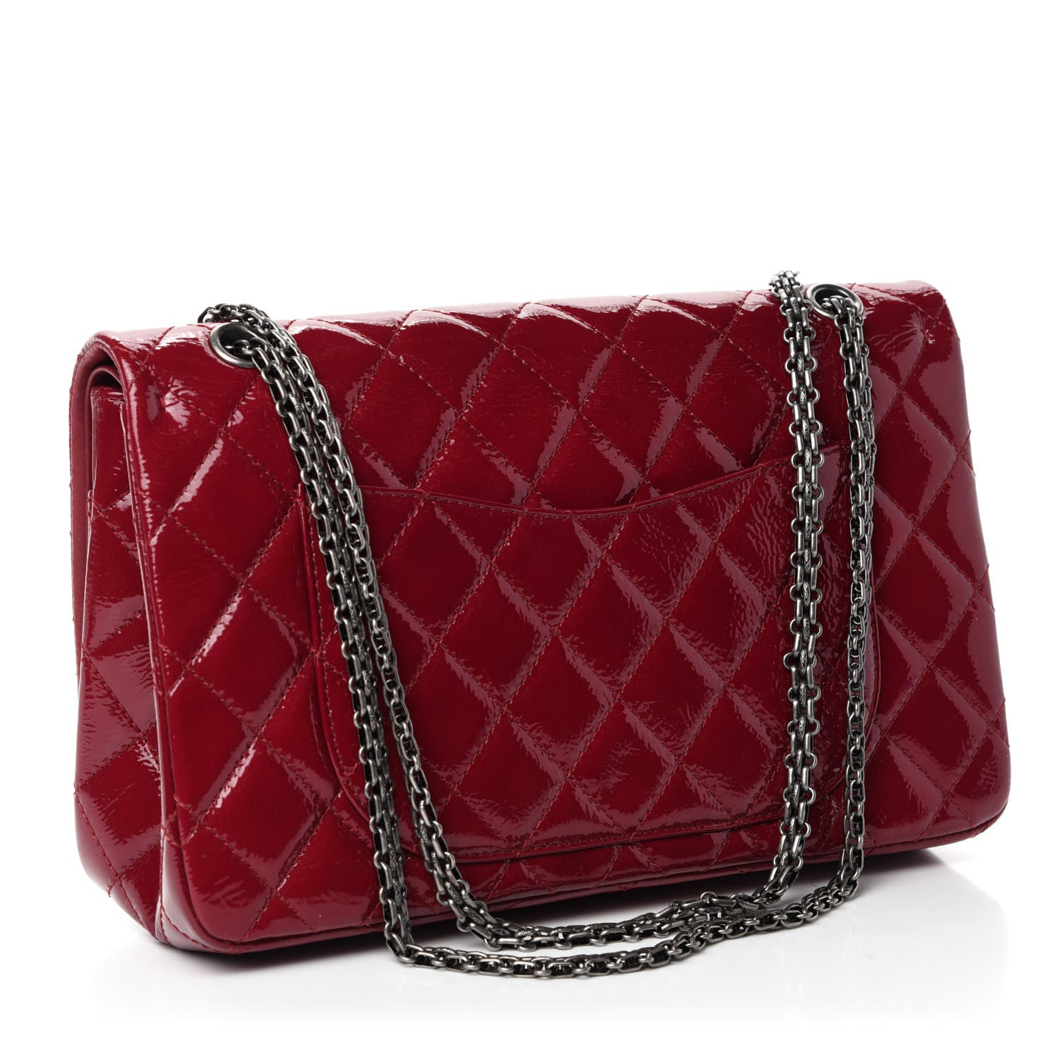 Chanel Distressed Patent Quilted 2.55 Reissue 227 Flap Red 3 of 14