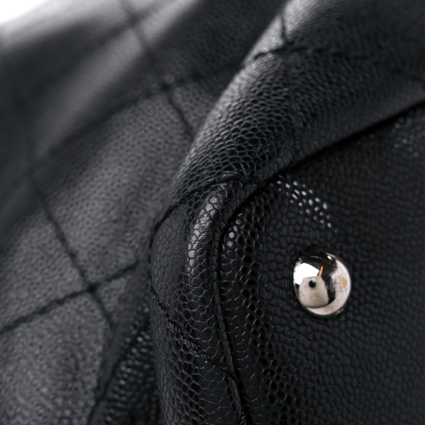 Grained Calfskin Large Shopping Fever Tote Black