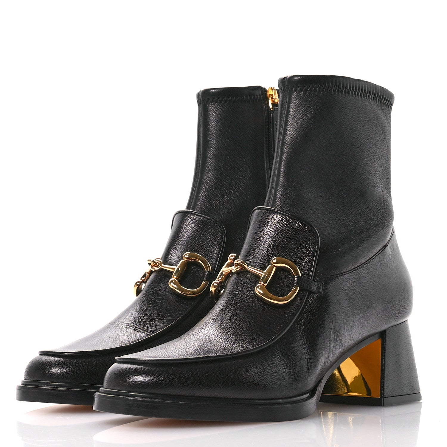 Gucci Quentin Nappa Stretch Granada Kid Horsebit 55mm Ankle Boots 38 Black 4 of 8