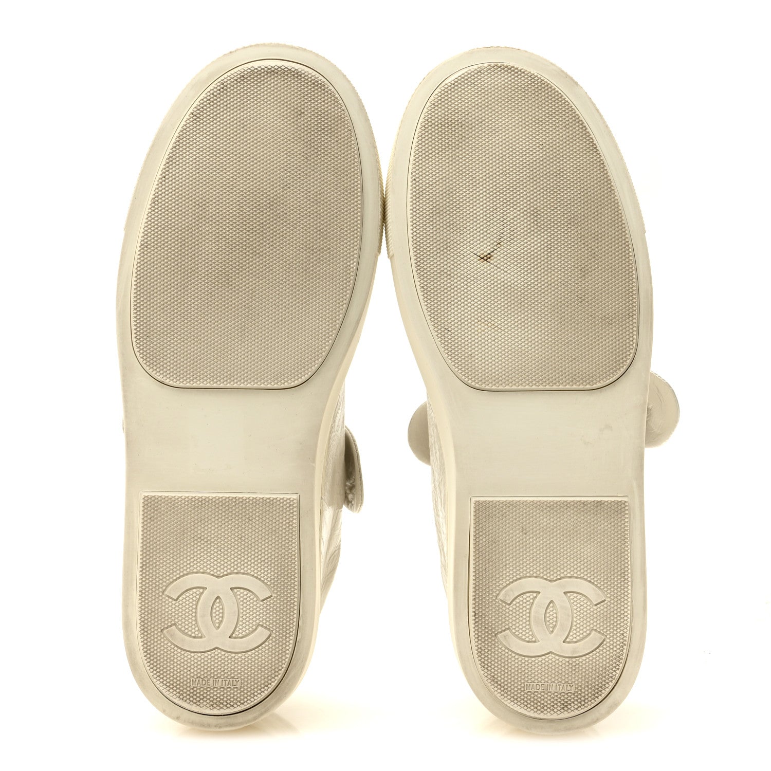 Chanel Crumpled Calfskin Womens CC Bow Sneakers 38.5 White 6 of 9