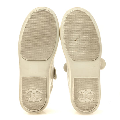 Chanel Crumpled Calfskin Womens CC Bow Sneakers 38.5 White 6 of 9
