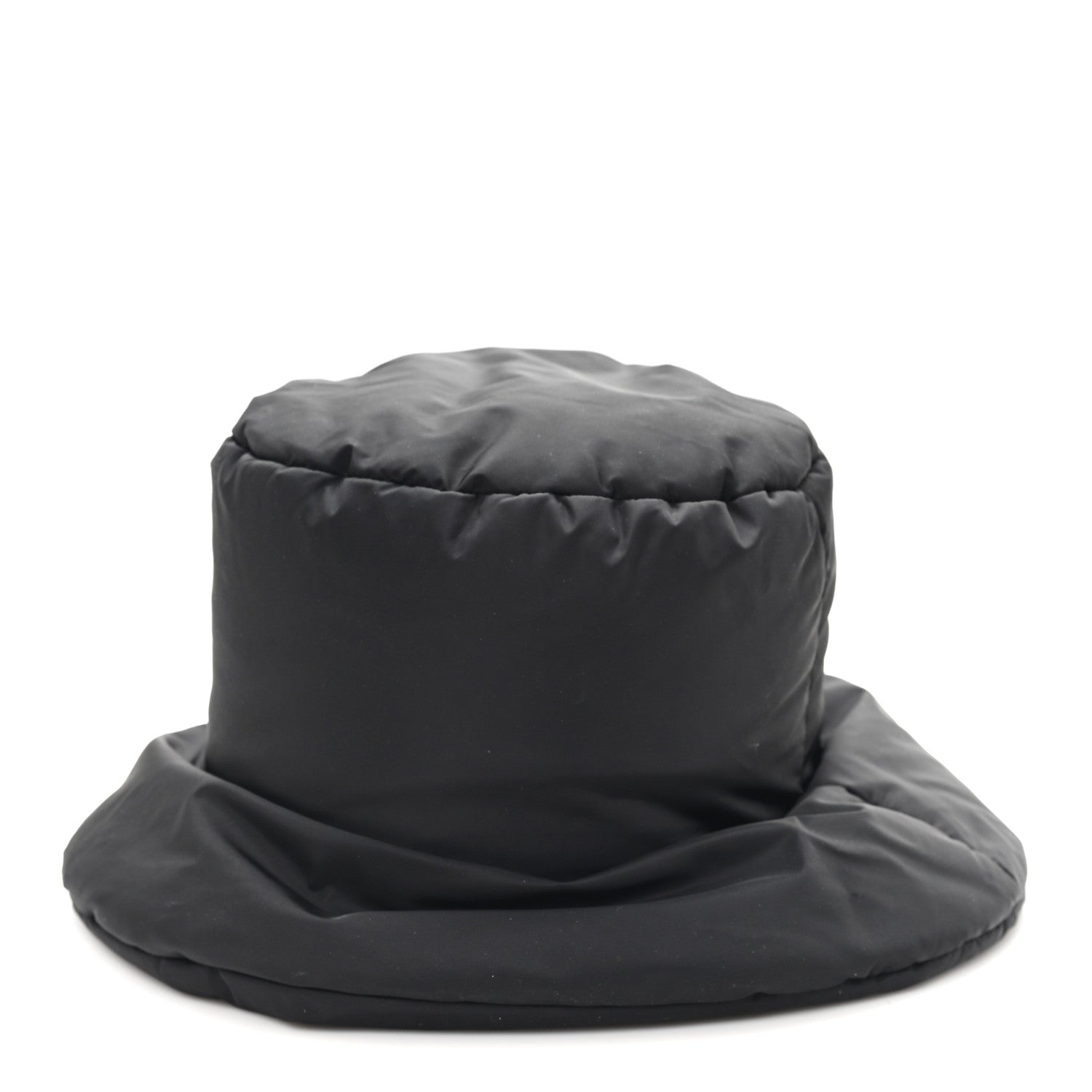 Prada Re-Nylon Metal Triangle Logo Padded Bucket Hat M Black