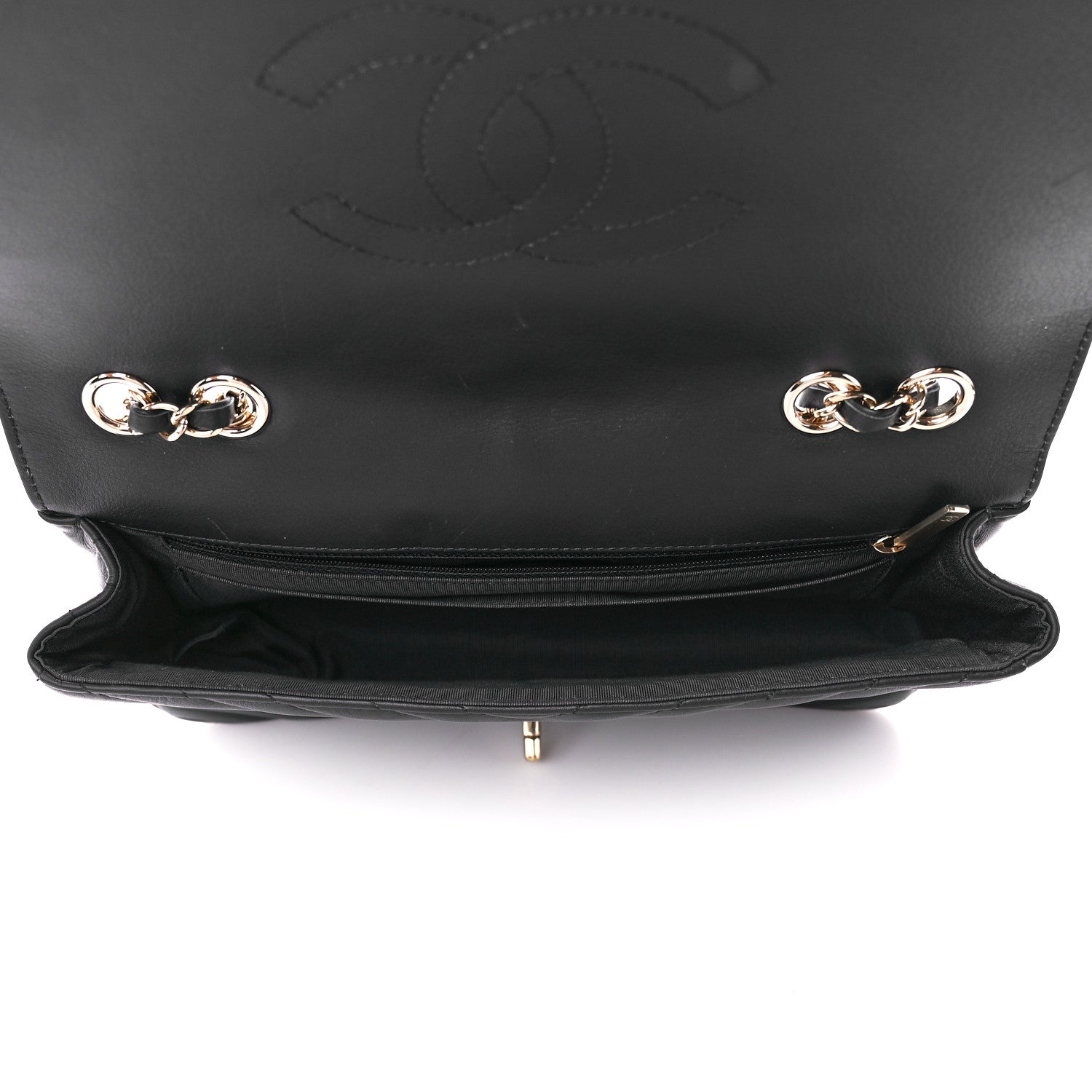 Chanel Calfskin Chevron Quilted Medium Statement Flap Black 5 of 11