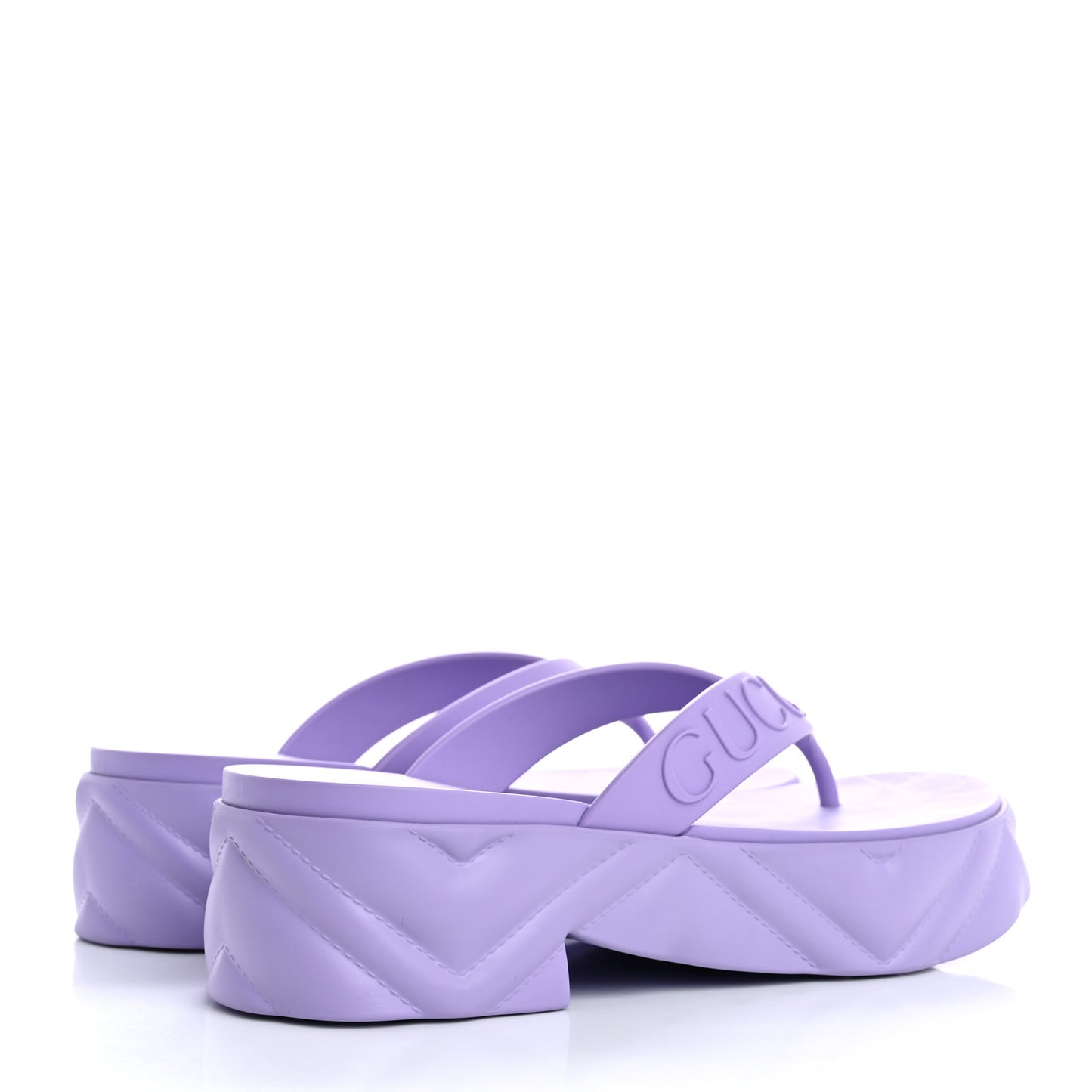 Rubber Chevron Logo Embossed Womens Thong Platform Sandals 37 Lapis