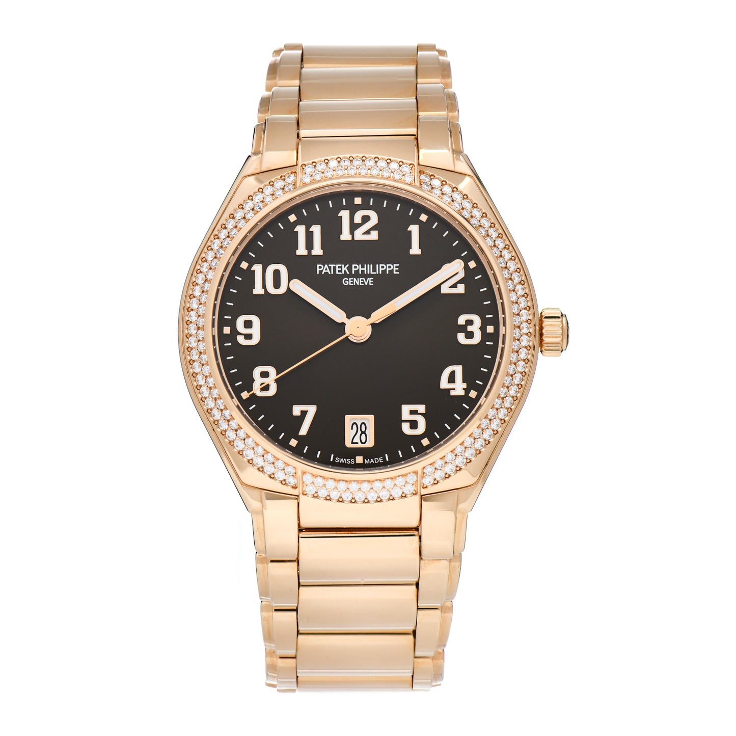 18K Rose Gold Diamond 26mm Twenty-4 Automatic Watch Brown 7300/1200R-001