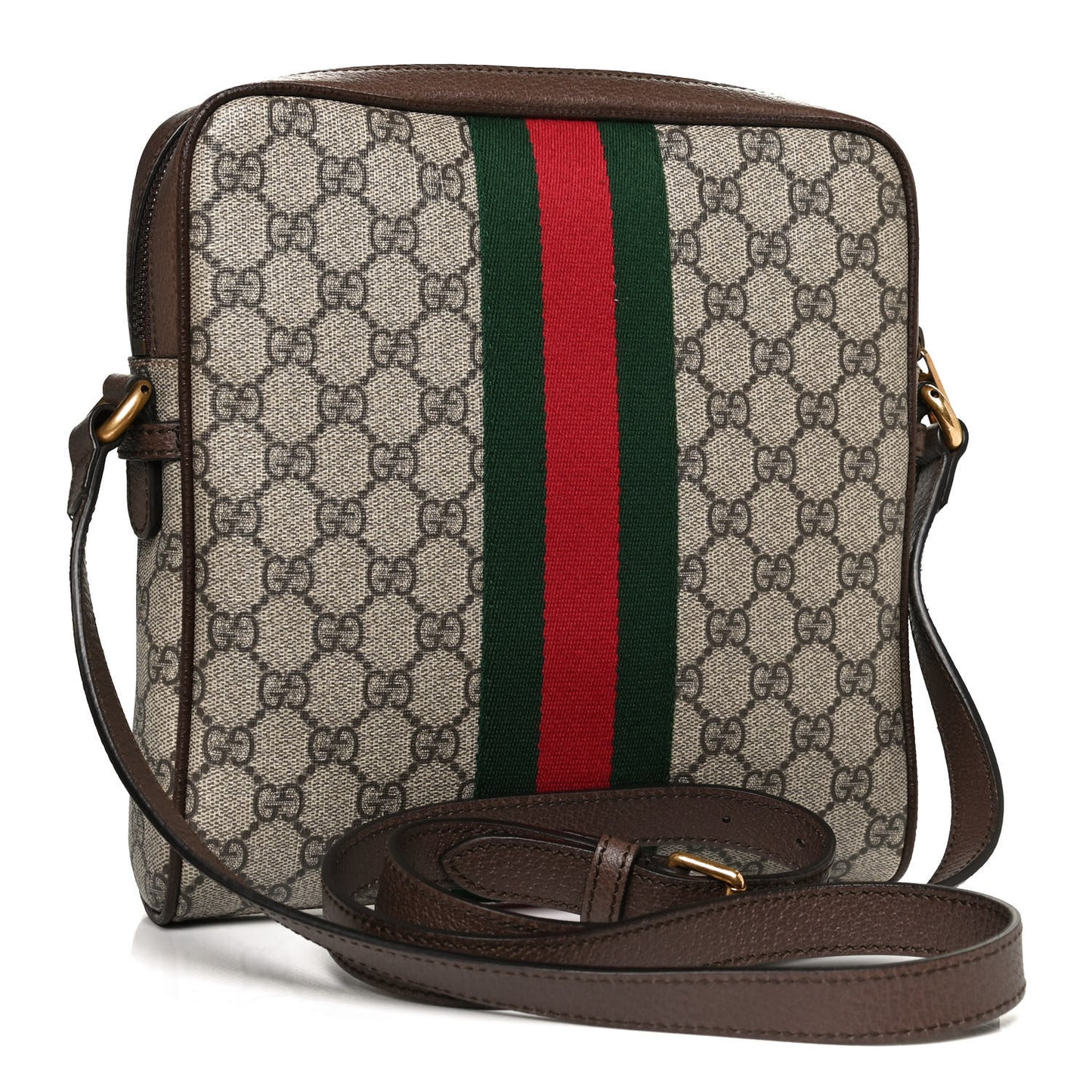 GG Supreme Monogram Web Small Ophidia Messenger Bag Brown