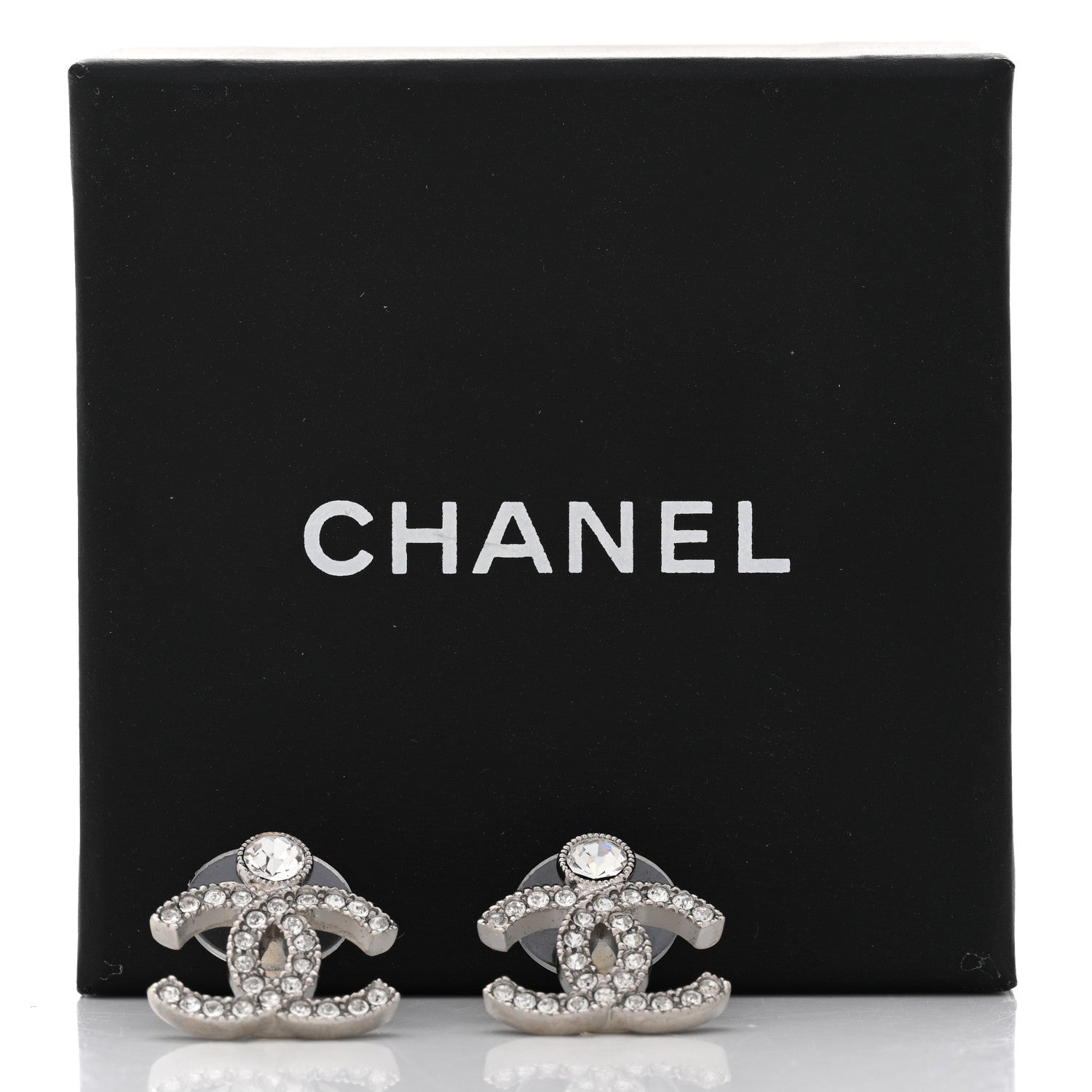Chanel Crystal CC Earrings Silver 5 of 5