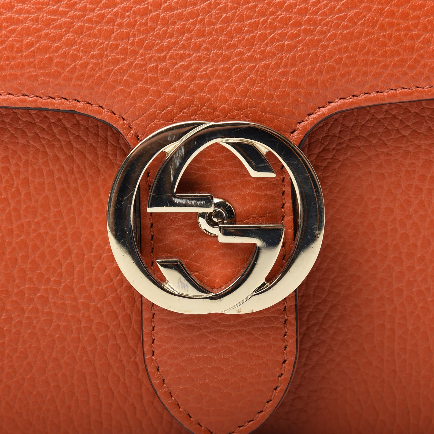 Gucci Dollar Calfskin Small Interlocking G Shoulder Bag Sun Orange 10 of 10