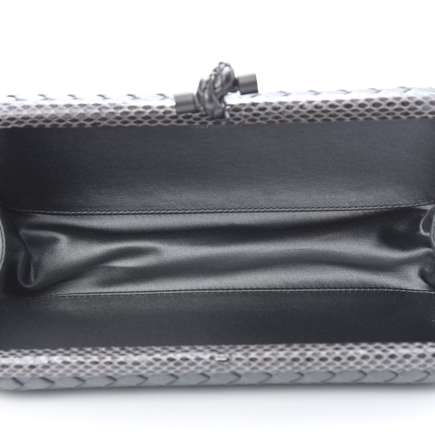 Satin Intreccio Impero Ayers Stretch Knot Clutch Grey