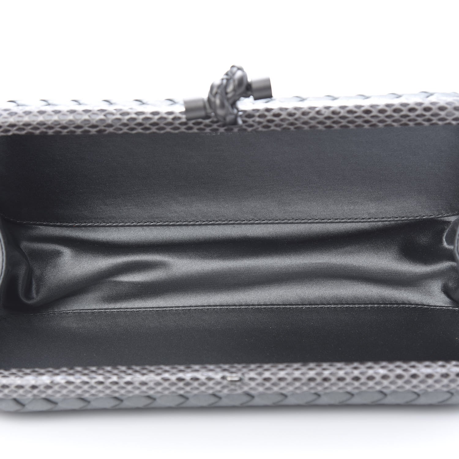 Bottega Veneta Satin Intreccio Impero Ayers Stretch Knot Clutch Grey 5 of 6