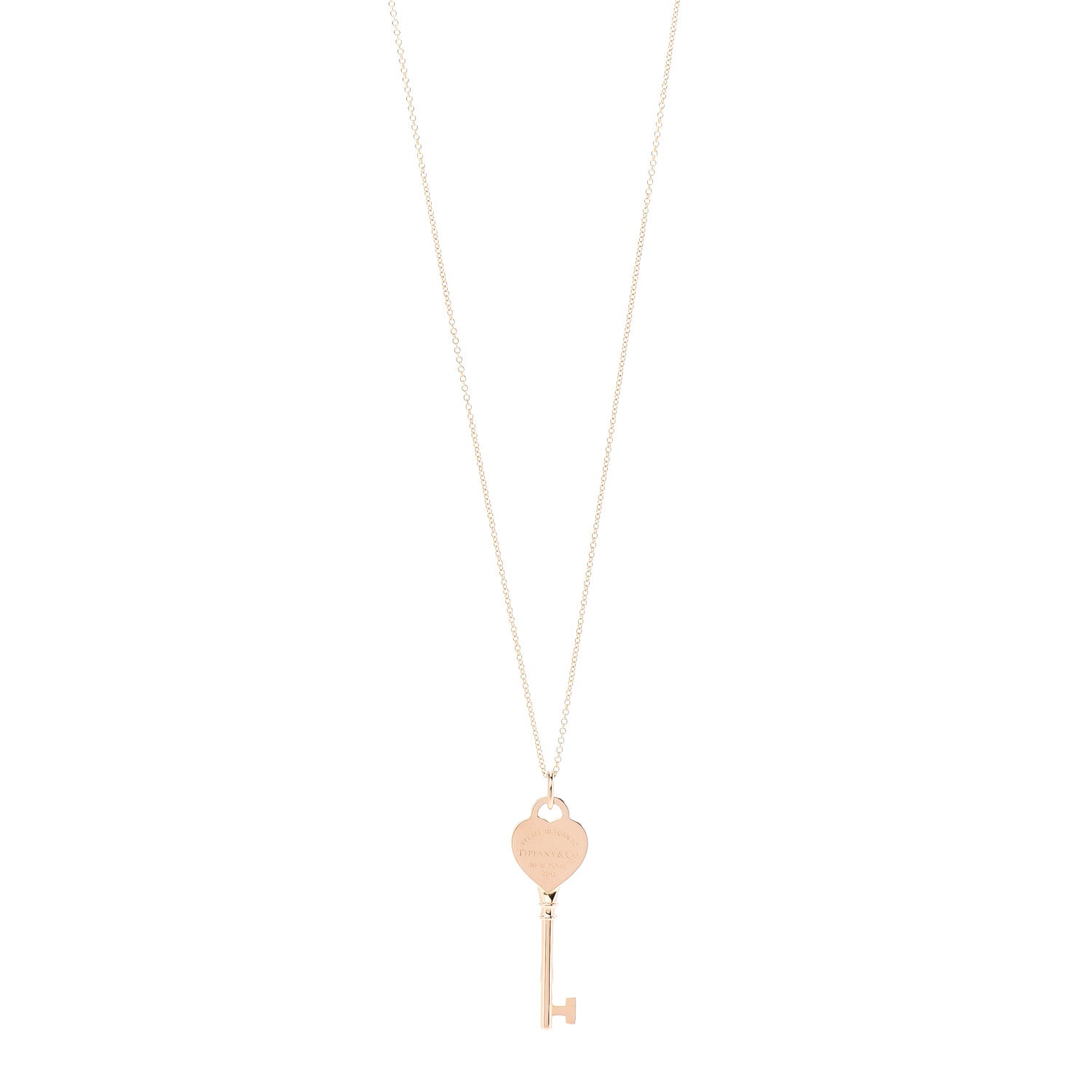 Tiffany 18K Rose Gold Return To Tiffany Heart Key Pendant Necklace 1 of 7