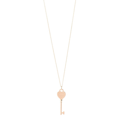Tiffany 18K Rose Gold Return To Tiffany Heart Key Pendant Necklace 1 of 7