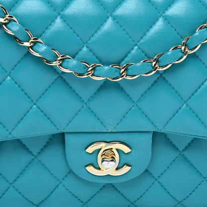 Chanel Lambskin Quilted Medium Double Flap Turquoise 9 of 9