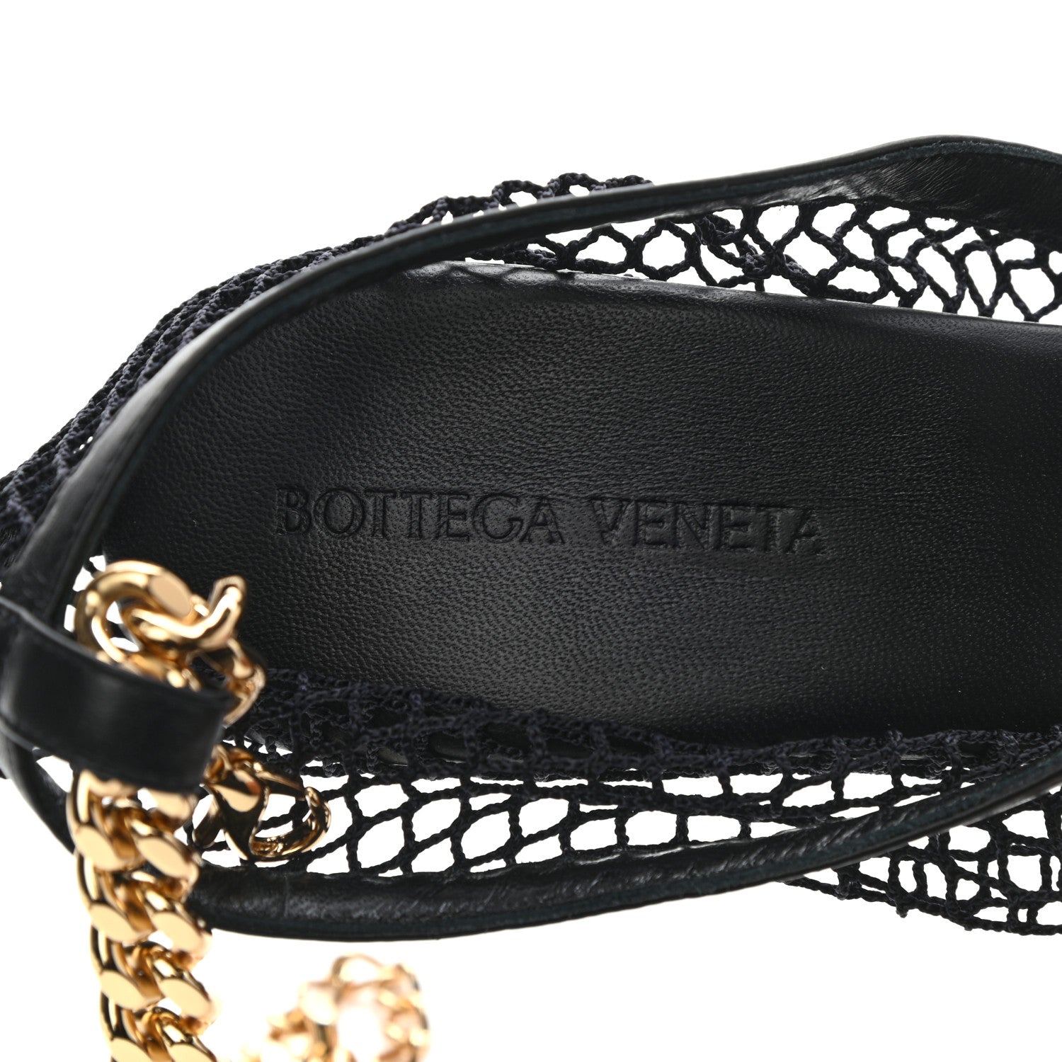 Bottega Veneta Mesh Nappa Chunky Chain Sandals 39 Black 7 of 7