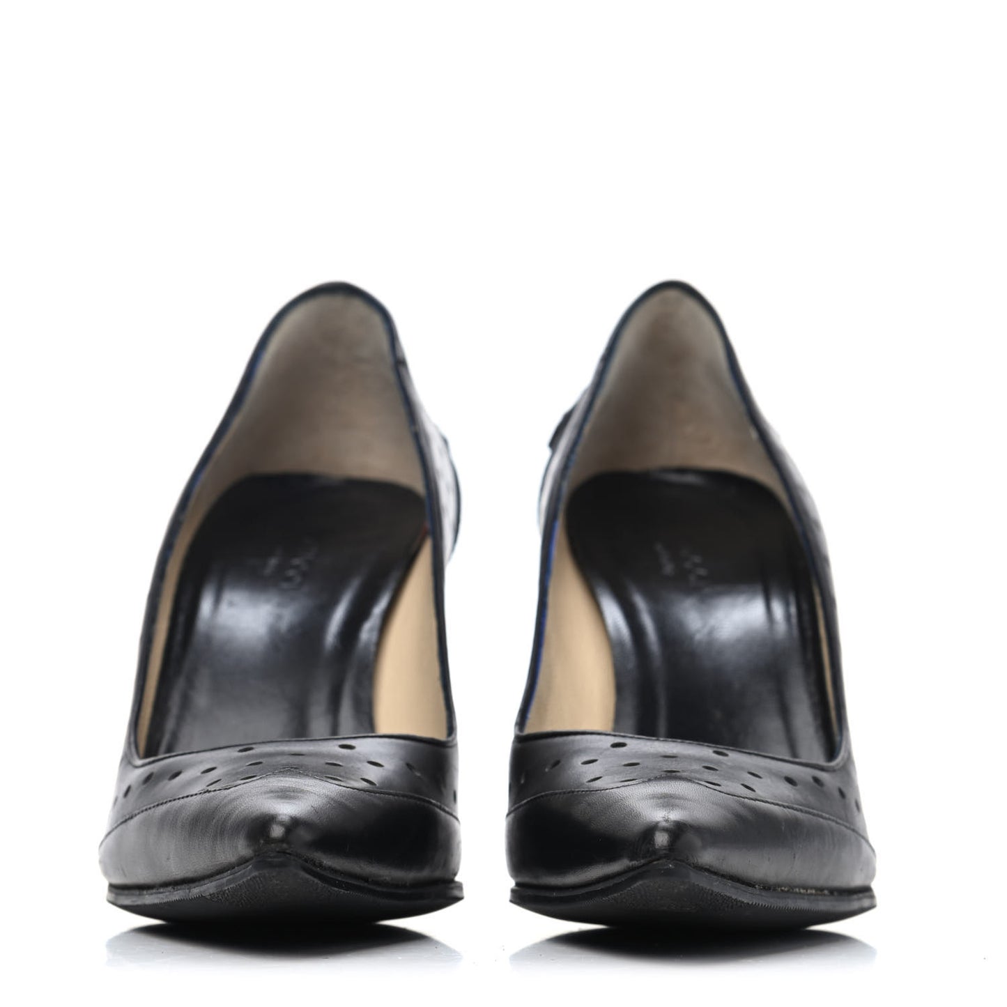 Calfskin Perforated GG Reins Pumps 37 Black