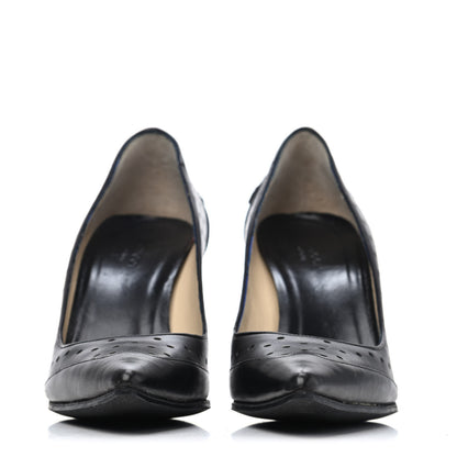 Gucci Calfskin Perforated GG Reins Pumps 37 Black 2 of 4