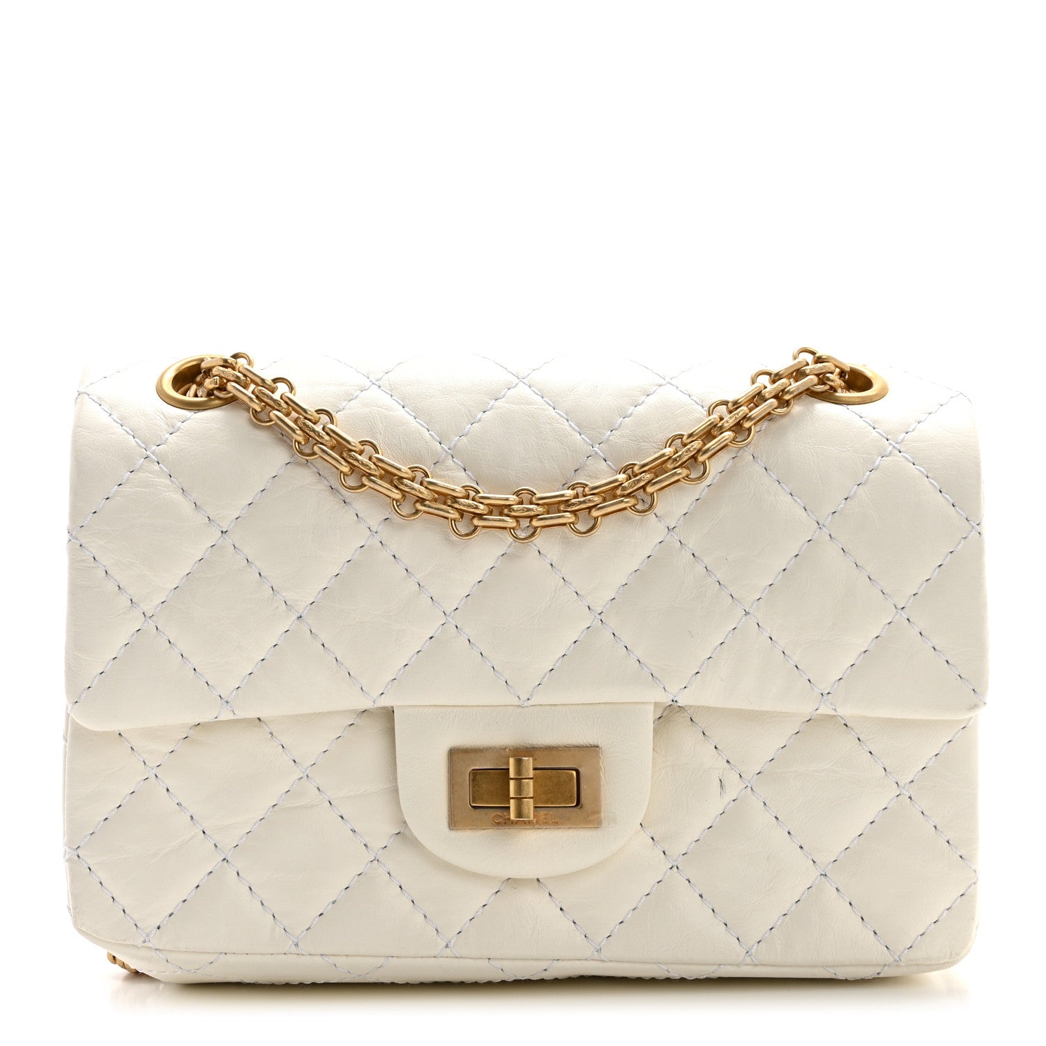 Chanel Aged Calfskin Quilted 2.55 Reissue Mini Flap White 1 of 13
