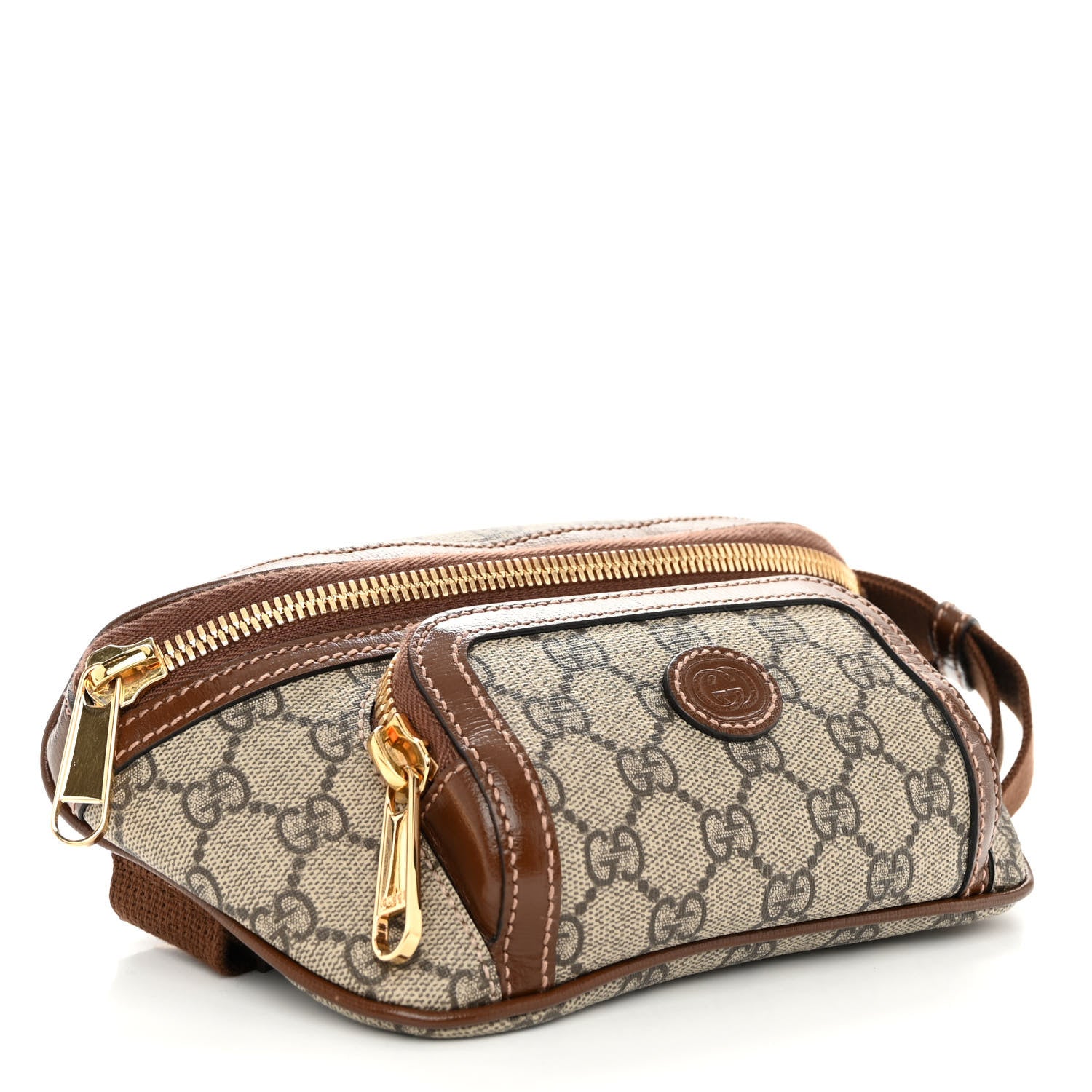 Gucci GG Supreme Monogram Textured Calfskin Retro Interlocking G Belt Bag Beige Ebony Brown Sugar 3 of 9
